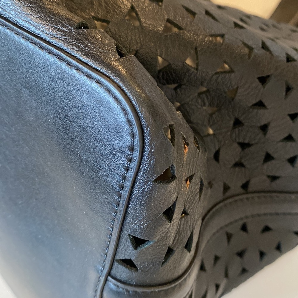 Tory Burch Monogram T Leather Laser-Cut Tote Bag - Picture 12 of 12